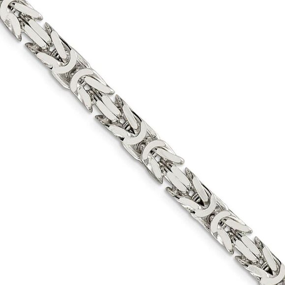 Men's 6mm, Sterling Silver, Solid Byzantine Chain Necklace, 22 Inch - Picture 1 of 8
